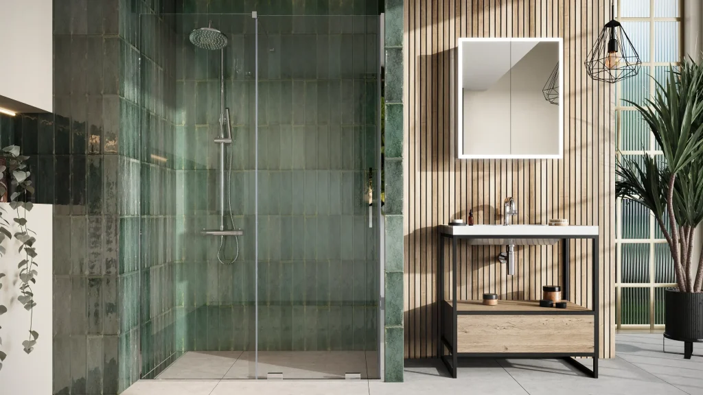 Serie Duo Frameless 900mm Side Panel - Chrome Showering Accessories Chrome
